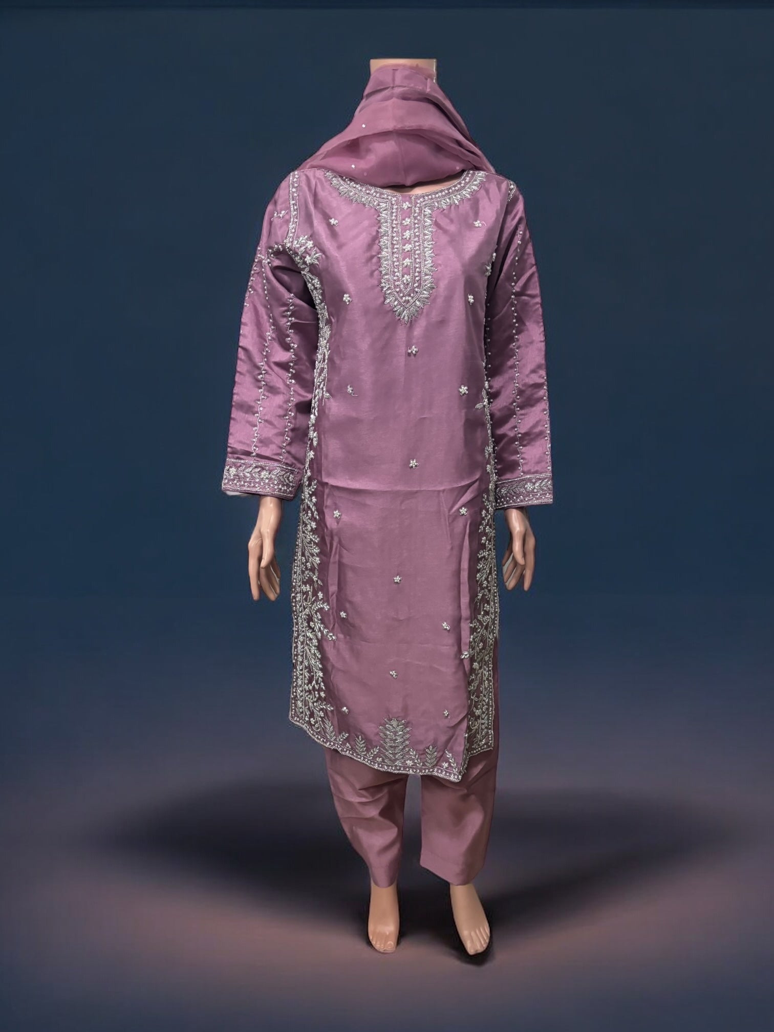 Traditional Saree Ghor Charlotte Salwar Kameez set for women, ethnic wear with intricate patterns and vibrant colors.