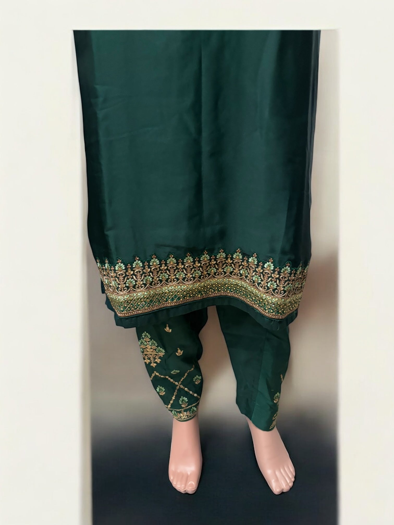 Traditional Saree Ghor Charlotte Salwar Kameez set for women, ethnic wear with intricate design and vibrant fabric details.