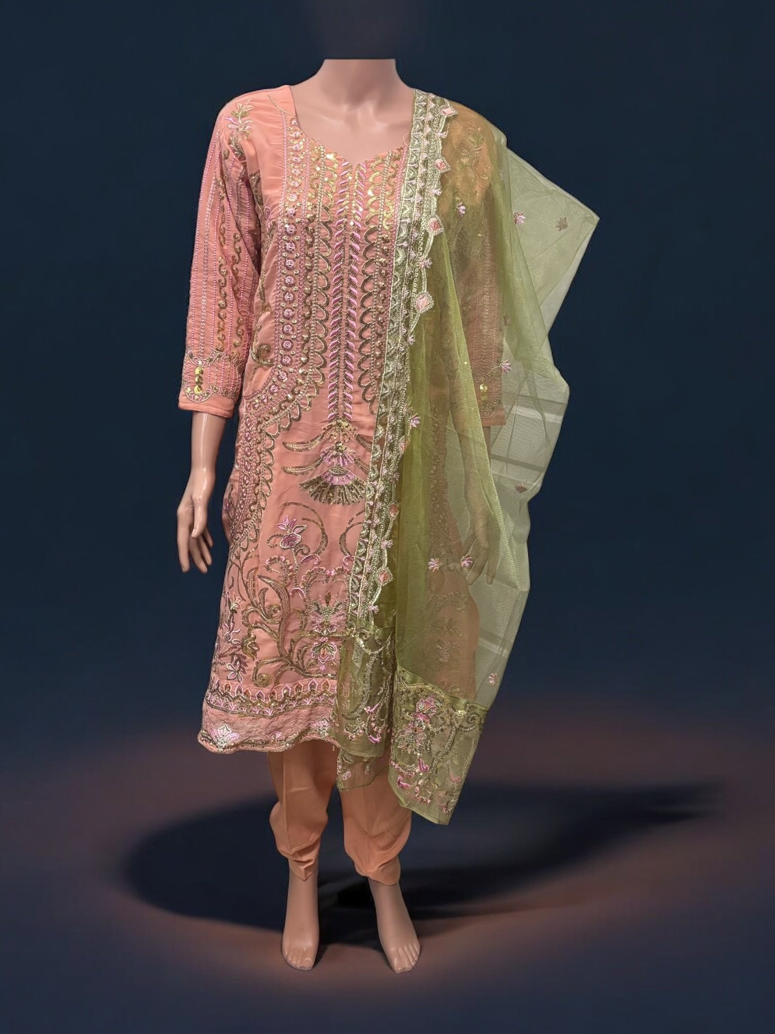 Traditional Saree Ghor Charlotte Salwar Kameez set for women, featuring colorful ethnic wear with intricate patterns and embroidery.
