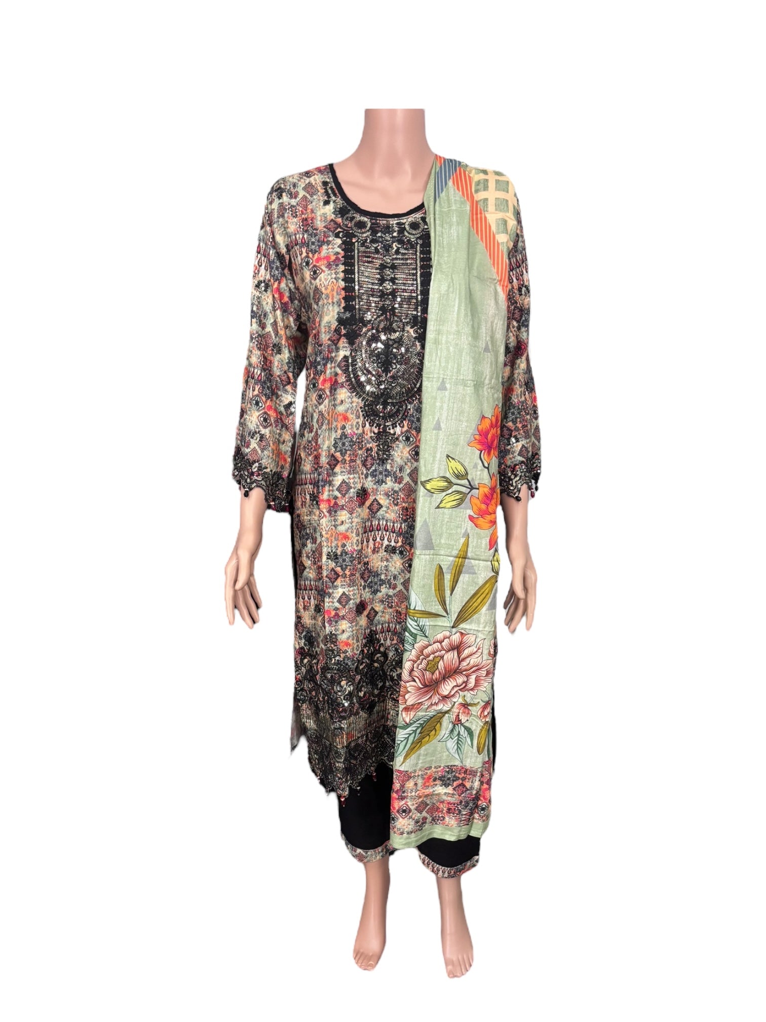Traditional soft cotton Salwar Kameez suit by Saree Ghor Charlotte, featuring intricate ethnic design and comfortable fit for women.