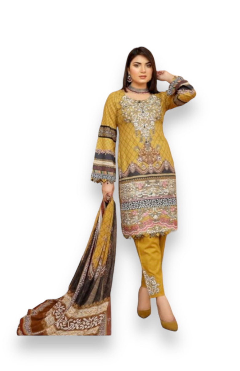 Traditional Soni Brand Pakistani Salwar Kameez for women, vibrant ethnic wear with intricate embroidery and colorful fabric.