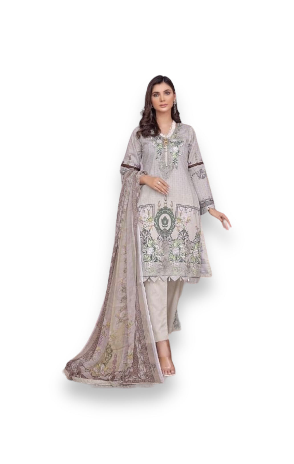 Traditional Soni Brand Pakistani Salwar Kameez for women with intricate embroidery and vibrant ethnic design.