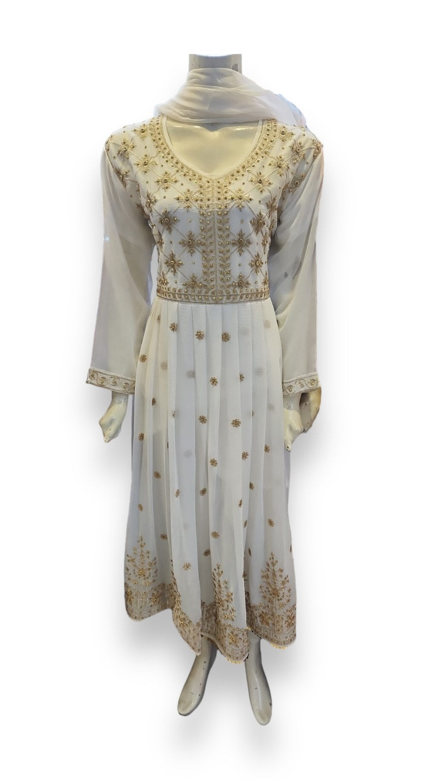 White designer Salwar Kameez by Saree Ghor Charlotte, elegant ethnic party wear dress for women, detailed fabric and stylish design.