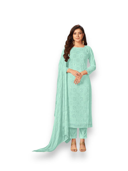 Traditional blue designer salwar kameez by Saree Ghor Charlotte, ethnic women's dress for special occasions and cultural wear.