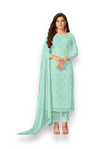Traditional blue designer Salwar Kameez for women by Saree Ghor Charlotte, elegant ethnic wear suitable for various occasions.
