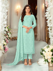 Traditional blue designer salwar kameez by Saree Ghor Charlotte, elegant ethnic dress for women suitable for every occasion.