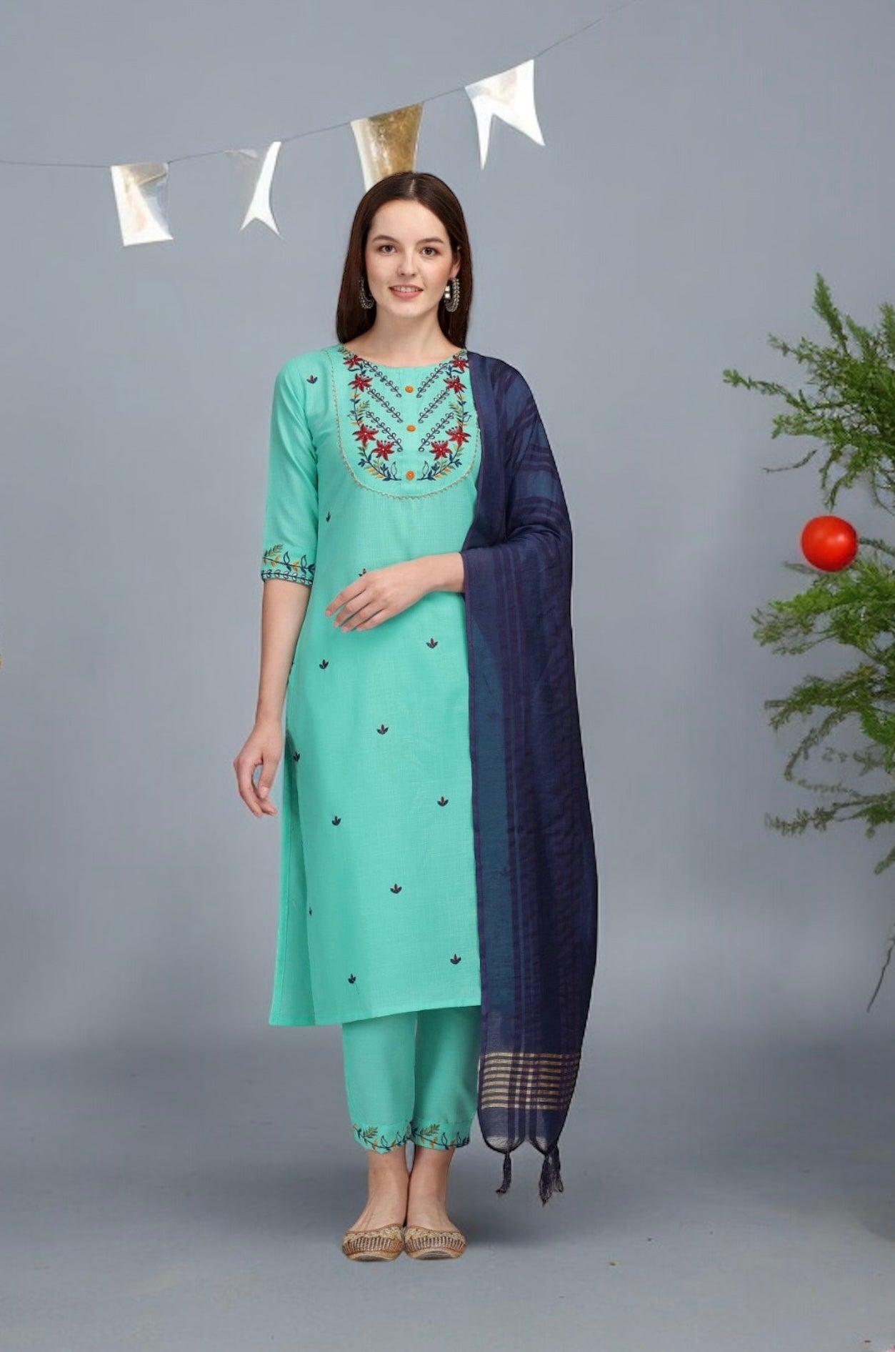 Traditional Cotton Printed Salwar Kameez Suit for Women by Saree Ghor Charlotte, showcasing elegant ethnic wear with intricate patterns.