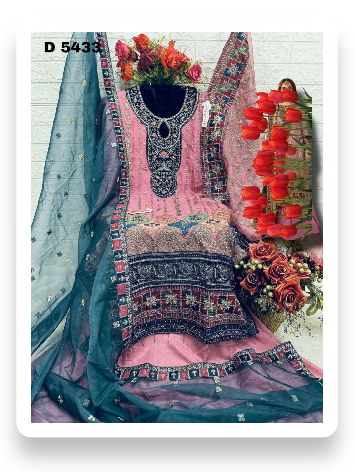 Traditional designer Gharara Salwar Kameez suit by Saree Ghor Charlotte with intricate embroidery and vibrant ethnic wear for women.
