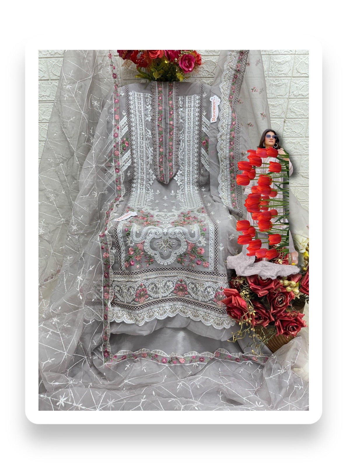 Traditional designer Salwar Kameez suit by Saree Ghor Charlotte, elegant ethnic wear for women, detailed fabric and vibrant colors.