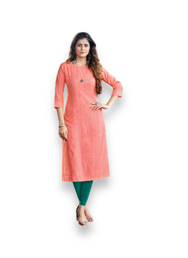 Zoori traditional rayon print kurti, ethnic wear for women, paired with salwar, in vibrant print designed by Saree Ghor Charlotte.