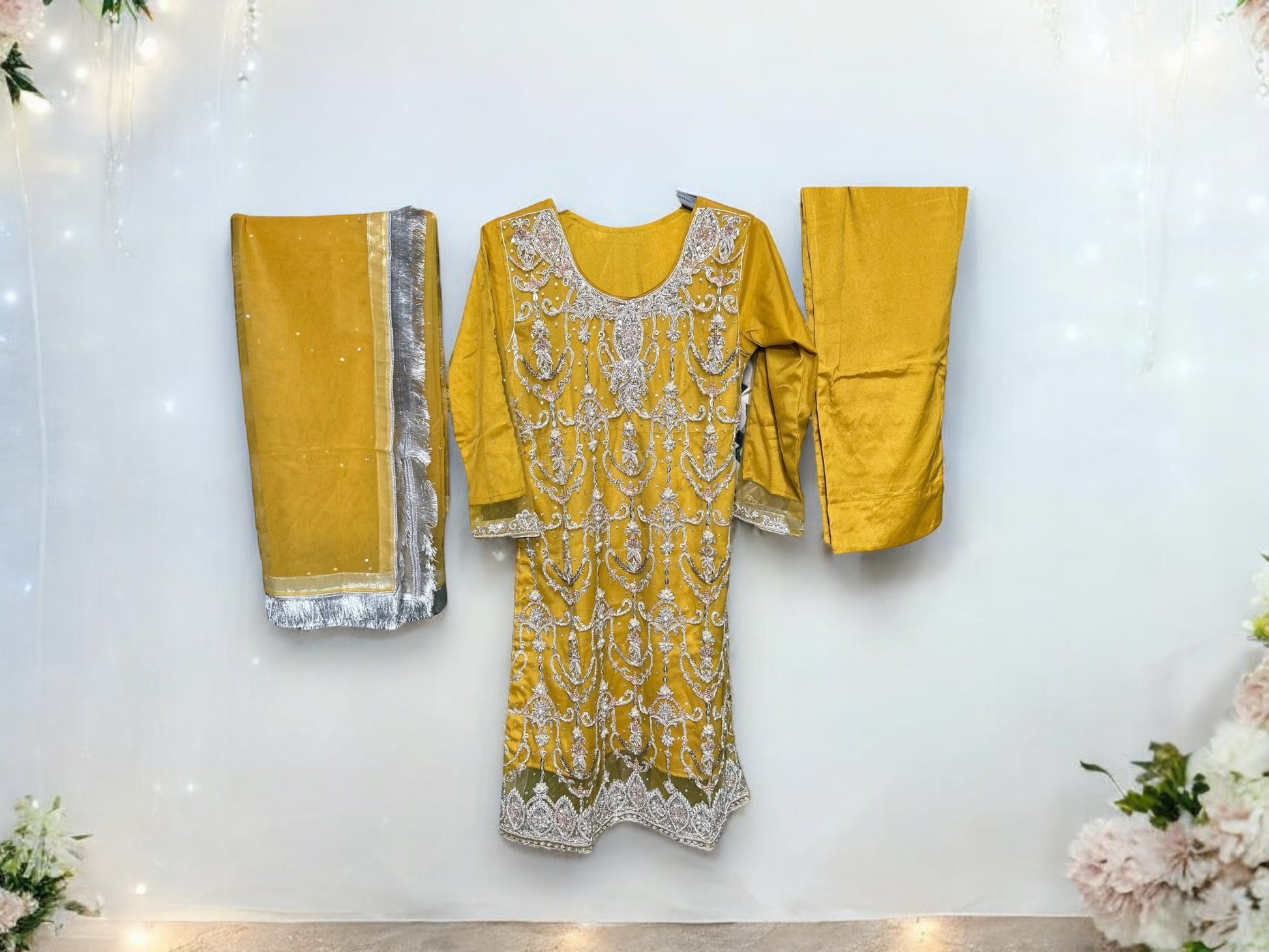 Elegant Designer Handwork Salwar Kameez Ensemble by Saree Ghor Charlotte featuring intricate embroidery and traditional ethnic wear for women.