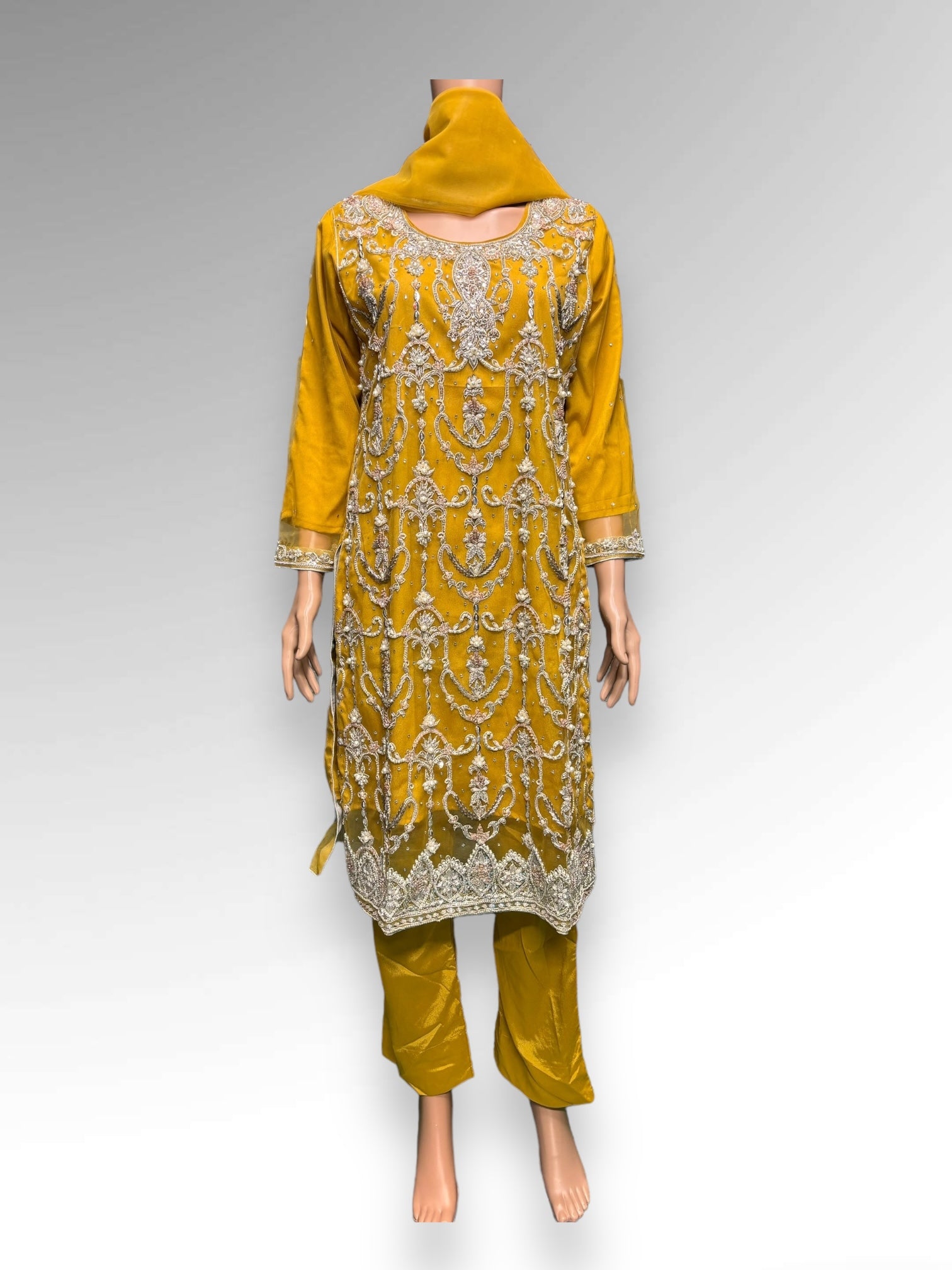 Designer Saree Ghor Charlotte Salwar Kameez ensemble with intricate handwork, ethnic wear for women, traditional cultural attire.