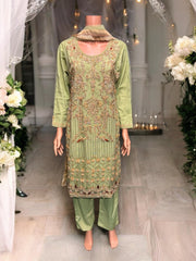 Elegant handwork designer Salwar Kameez ensemble by Saree Ghor Charlotte featuring intricate embroidery and traditional style.