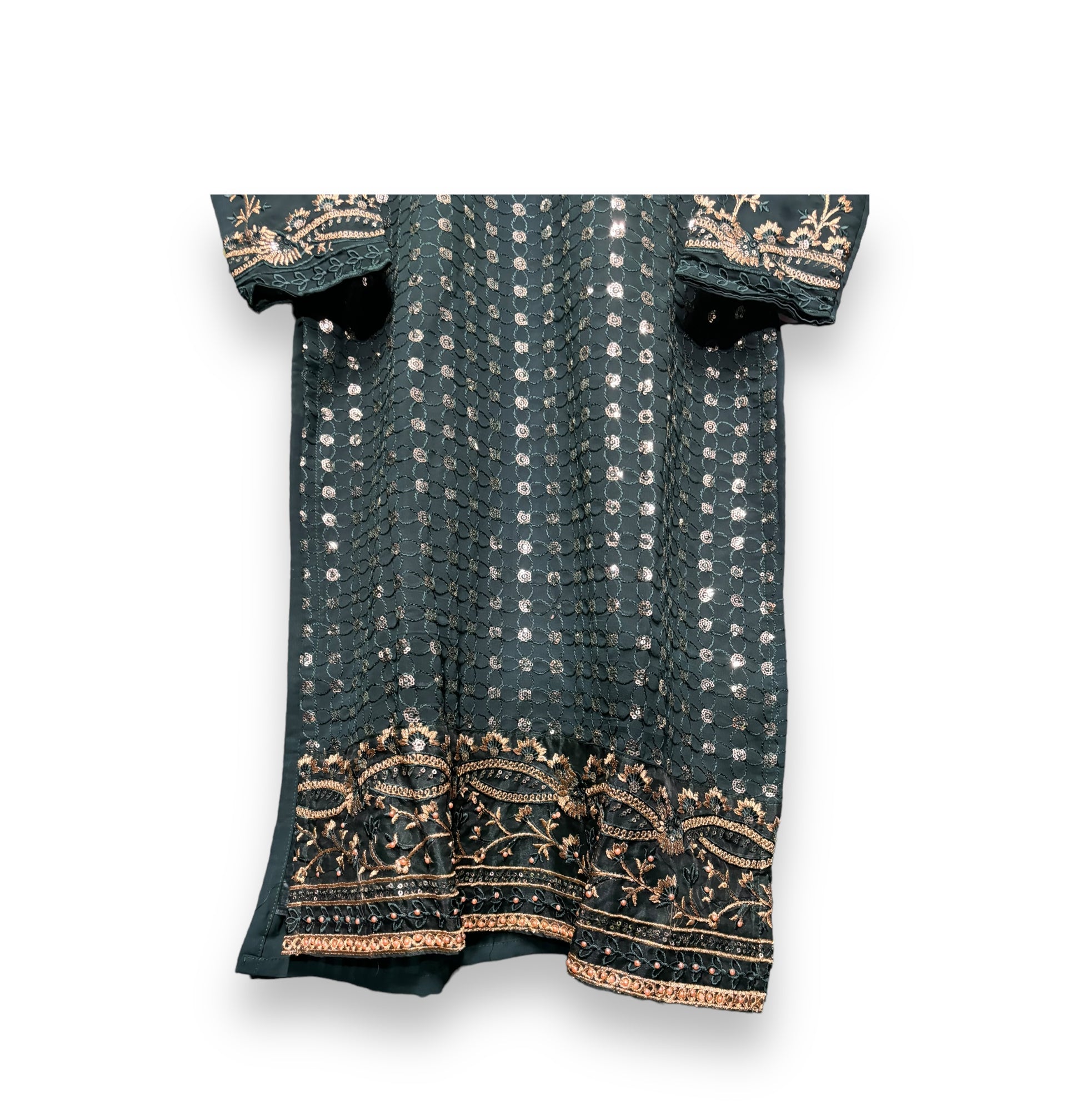 Faux Georgette traditional salwar kameez with embroidery work, ethnic cultural wear for women by Saree Ghor Charlotte.