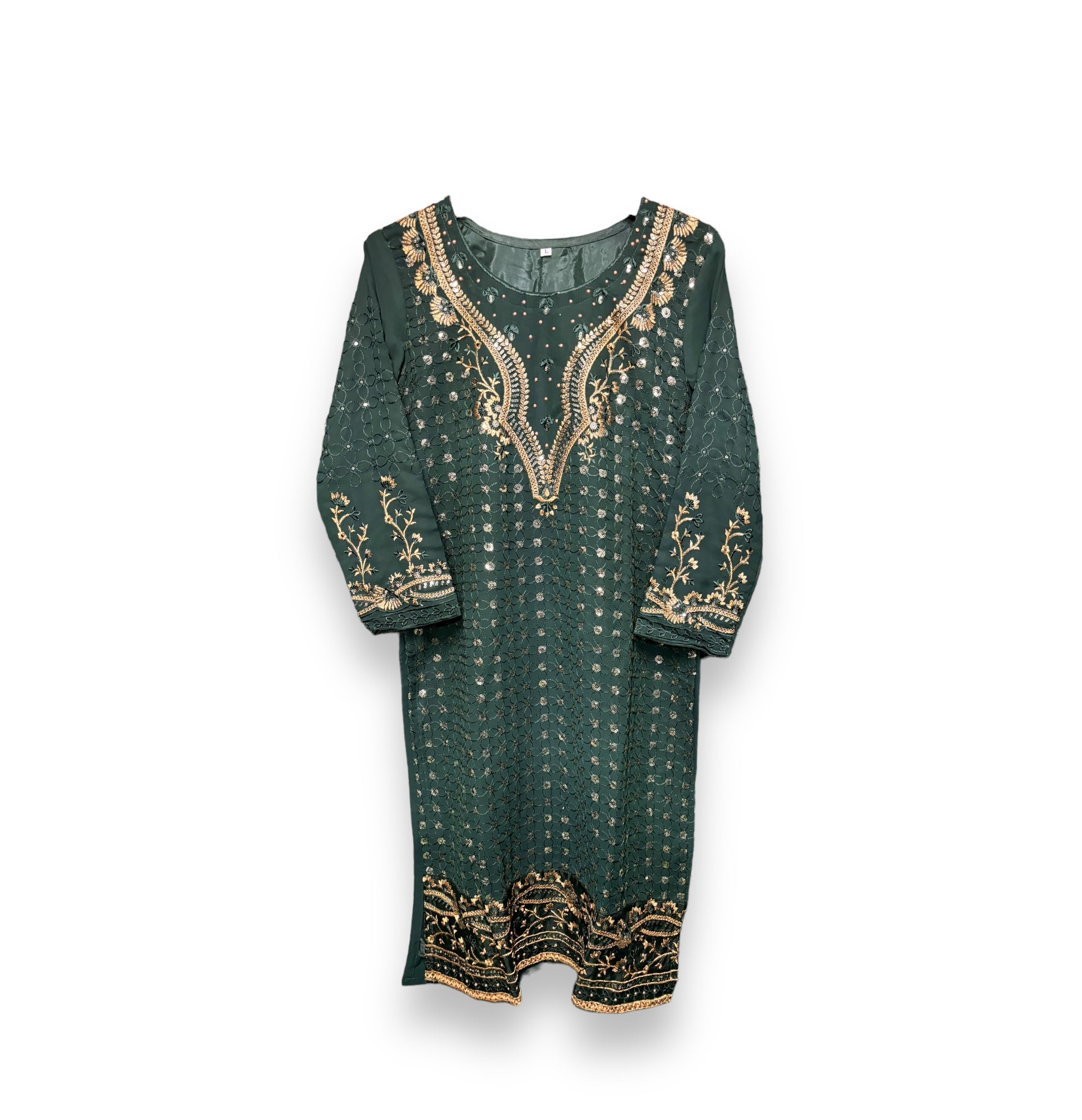 Faux Georgette traditional Salwar Kameez with intricate embroidery by Saree Ghor Charlotte, cultural ethnic wear for women.