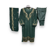 Faux georgette traditional salwar kameez suit with intricate embroidery work, cultural ethnic wear for women by Saree Ghor Charlotte