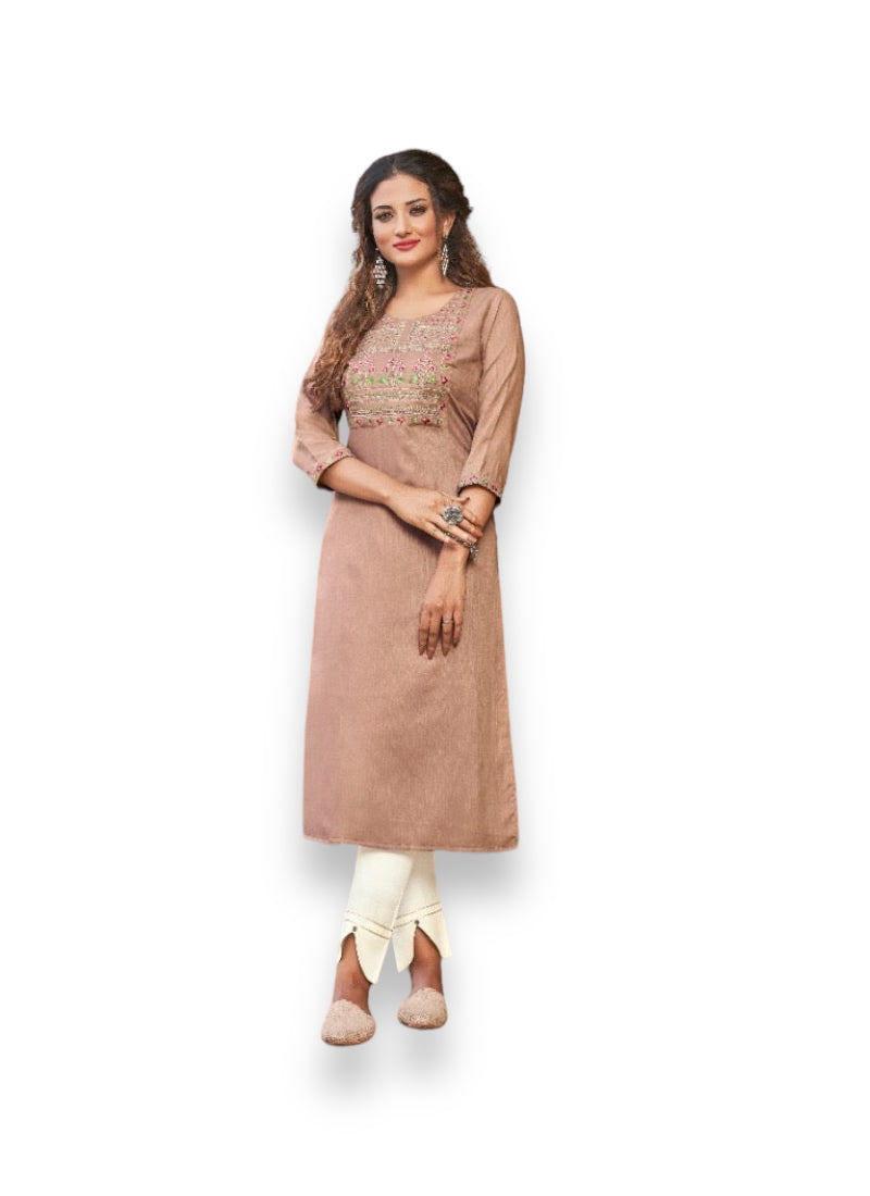 Kivi Liza traditional designer rayon kurti with embroidery, cultural wear for women, part of Saree Ghor Charlotte salwar kameez set.