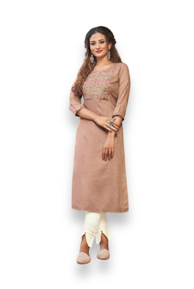 Kivi Liza traditional designer rayon kurti with embroidery, cultural wear for women, paired with salwar kameez in vibrant colors.