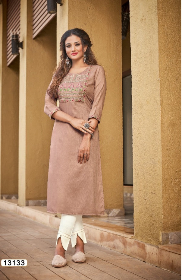 Kivi Liza traditional designer rayon kurti with embroidery work, cultural women's salwar kameez by Saree Ghor Charlotte.
