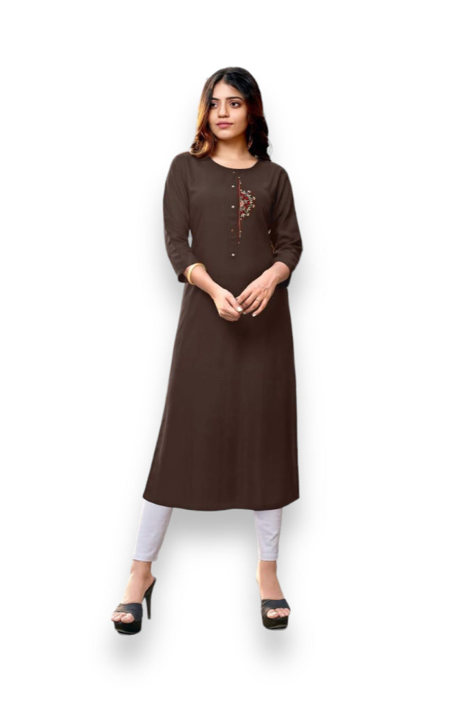Traditional white cotton kurti from Saree Ghor Charlotte, styled as ethnic wear for women, featuring intricate embroidery details.