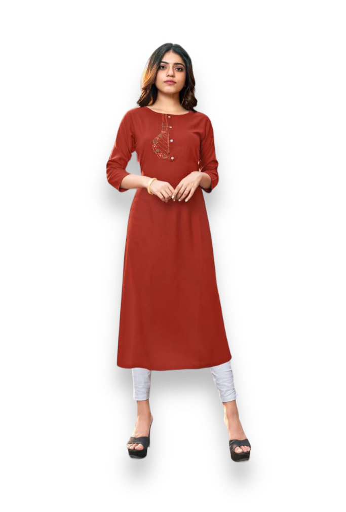 Traditional cotton Kurti from Saree Ghor Charlotte, featuring intricate ethnic patterns, perfect for cultural women's wear.