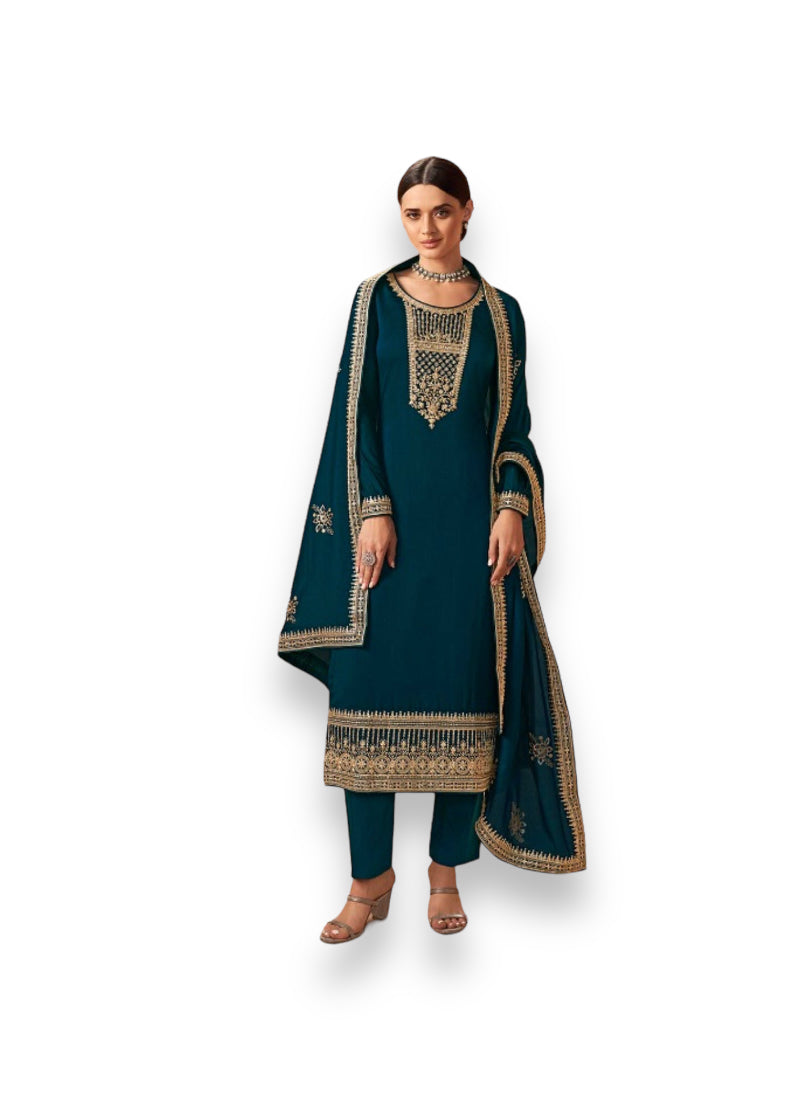 Traditional Blooming Silk Georgette Salwar Kameez - 14243-Ethnic Wear for Women - Saree Ghor Charlotte