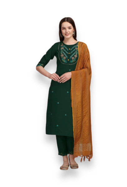 Traditional cotton printed Salwar Kameez suit for women by Saree Ghor Charlotte, featuring intricate ethnic design and vibrant colors.