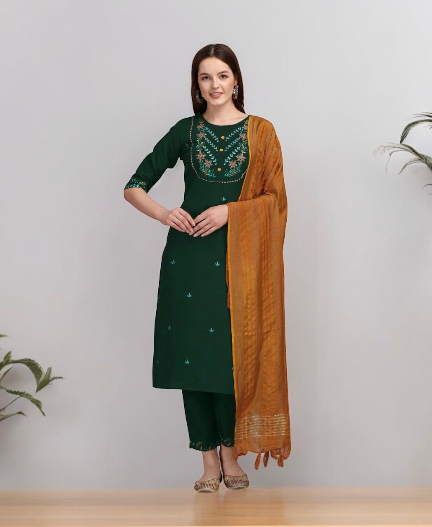 Traditional cotton printed Salwar Kameez suit for women by Saree Ghor Charlotte, featuring intricate ethnic design and vibrant colors.