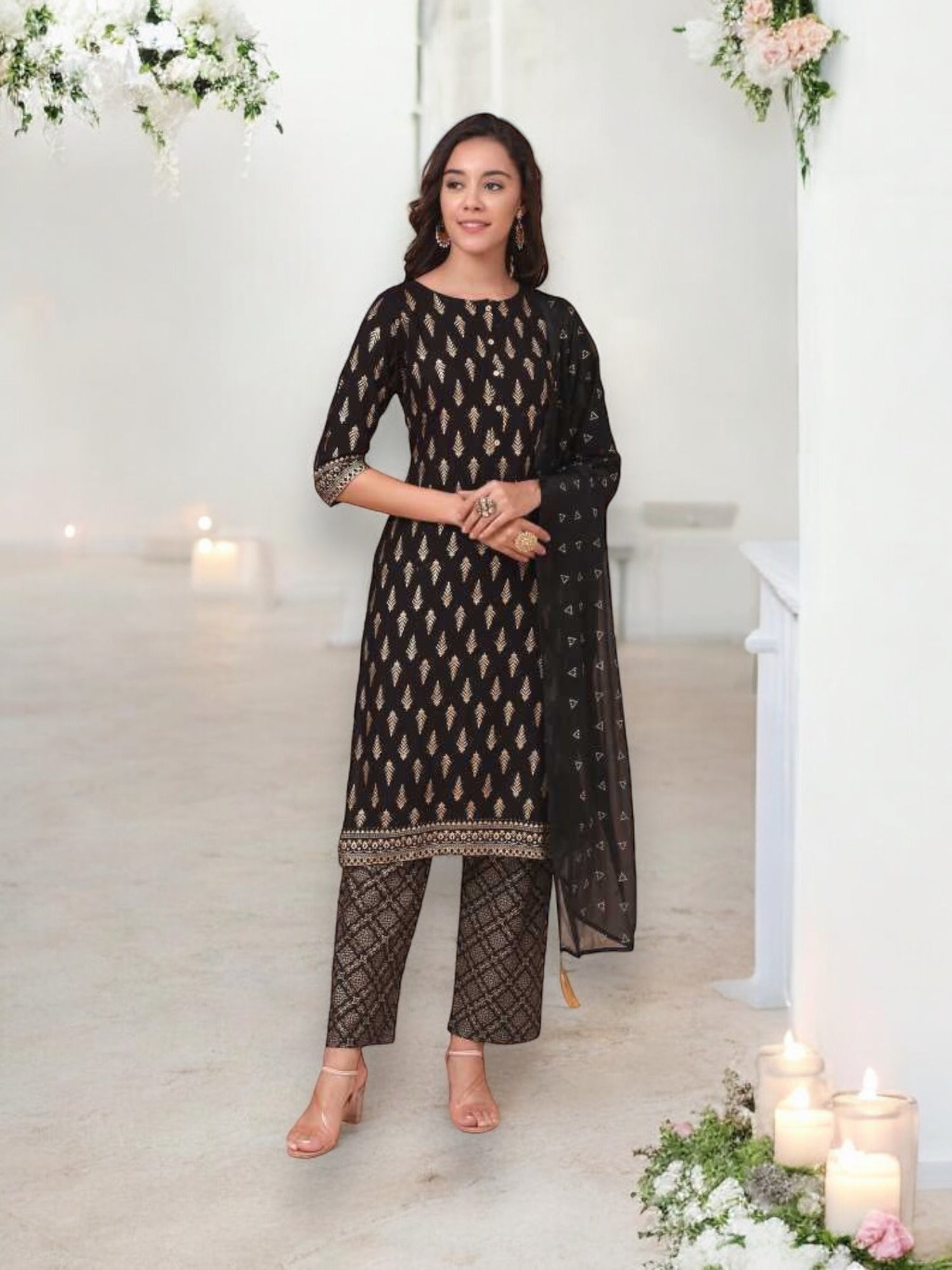 Traditional Designer Wear Kurti with Pant and Dupatta Set - 9901-Ethnic Wear for Women - Saree Ghor Charlotte