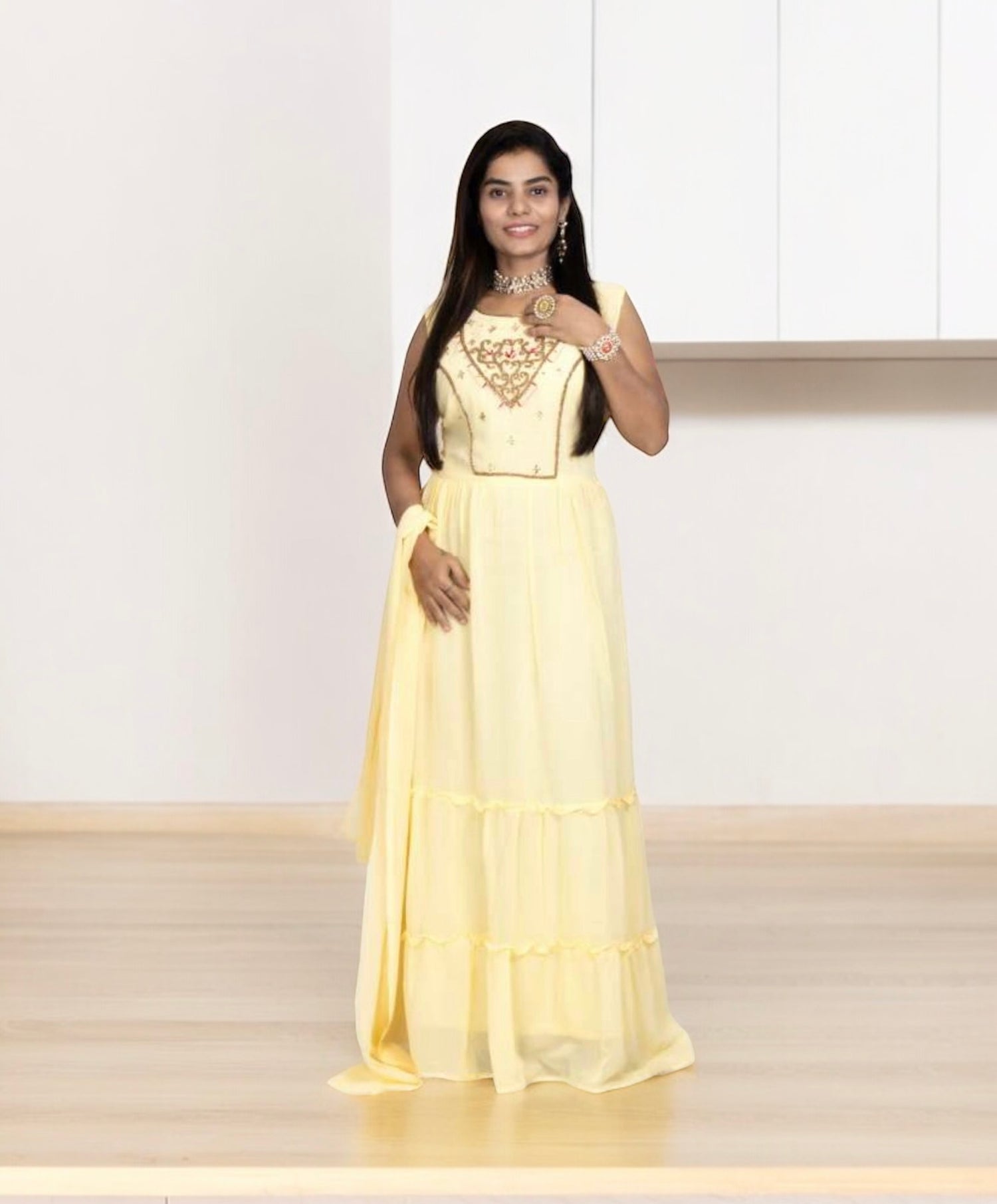 Traditional Georgette Stone Work Long Gown - Elegant and Affordable-03-Ethnic Wear for Women - Saree Ghor Charlotte