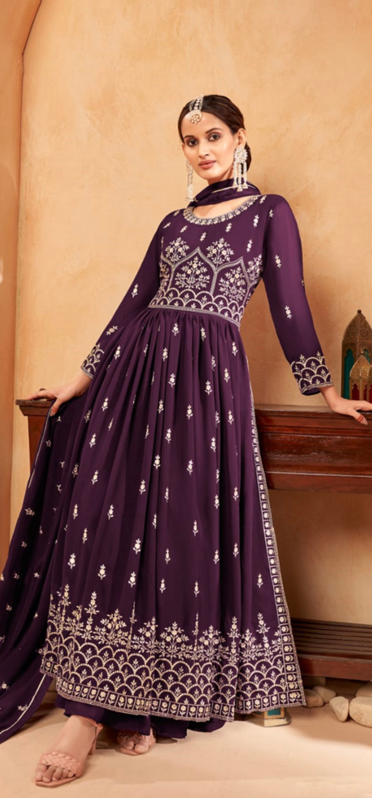 Traditional Nayra Cut faux Georgette wedding wear Salwar Kameez for women, featuring intricate embroidery and elegant ethnic style.