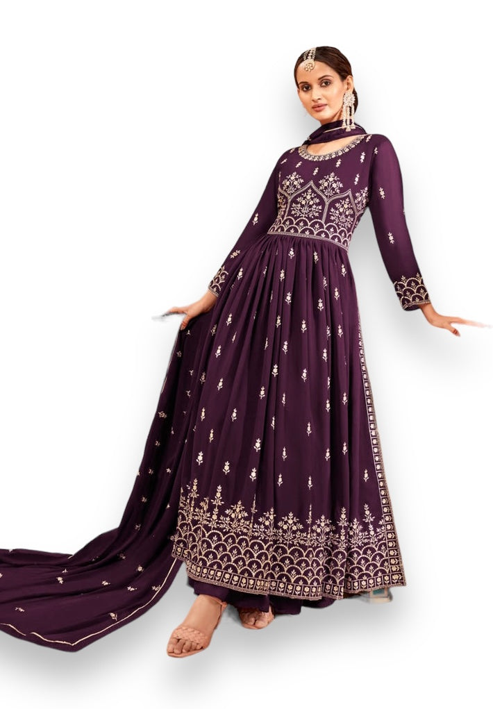 Traditional Nayra Cut faux Georgette wedding wear Salwar Kameez for women, featuring intricate embroidery and elegant ethnic design.