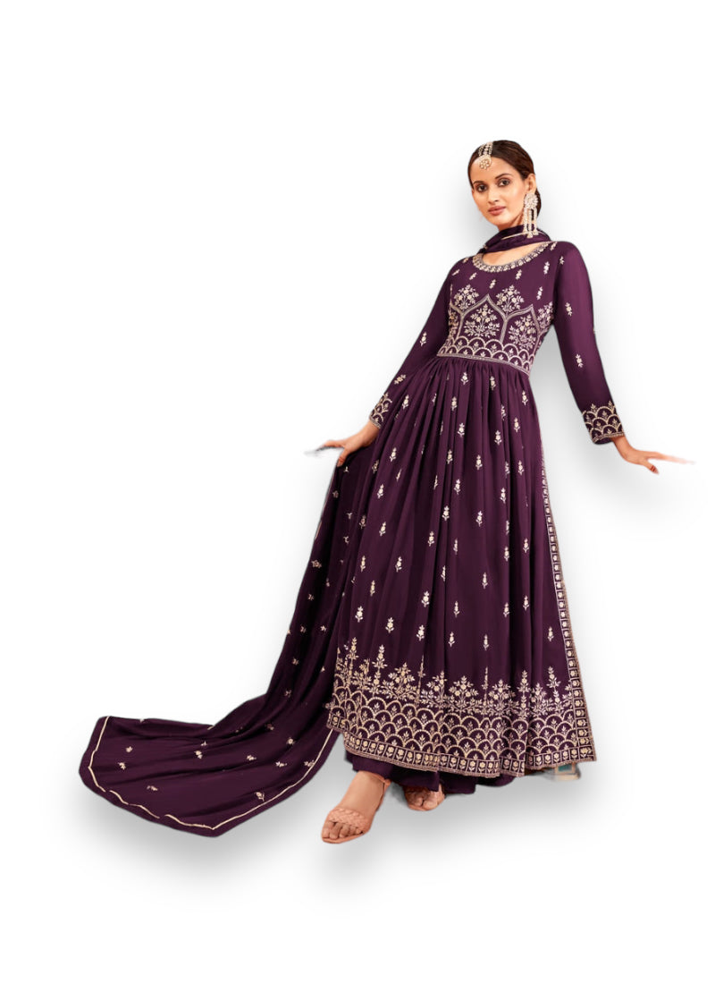 Traditional Nayra Cut Faux Georgette Salwar Kameez by Saree Ghor Charlotte, featuring intricate embroidery and elegant ethnic wear for women.