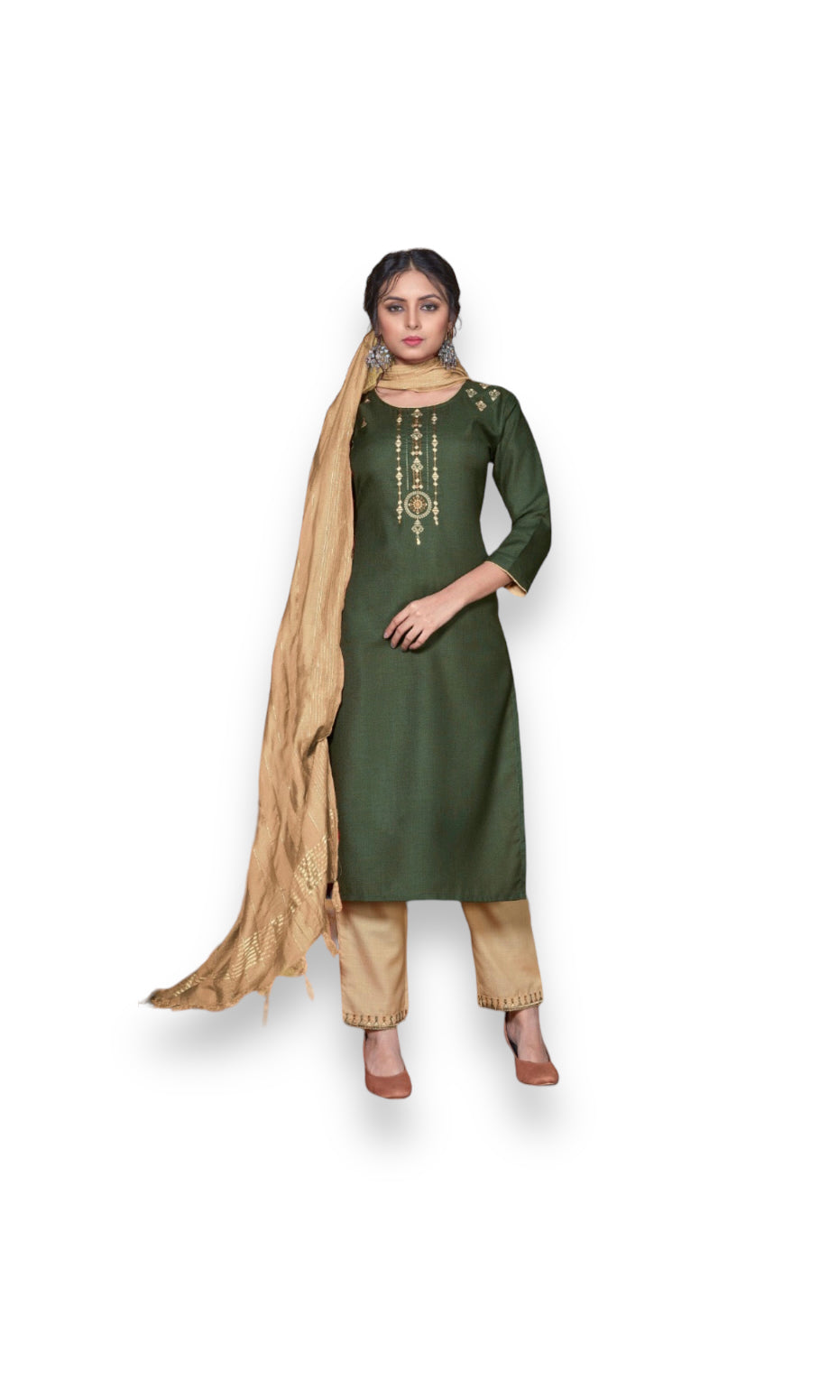 Traditional Salwar Kameez suit by Saree Ghor Charlotte featuring intricate embroidery and vibrant colors for women's cultural wear.