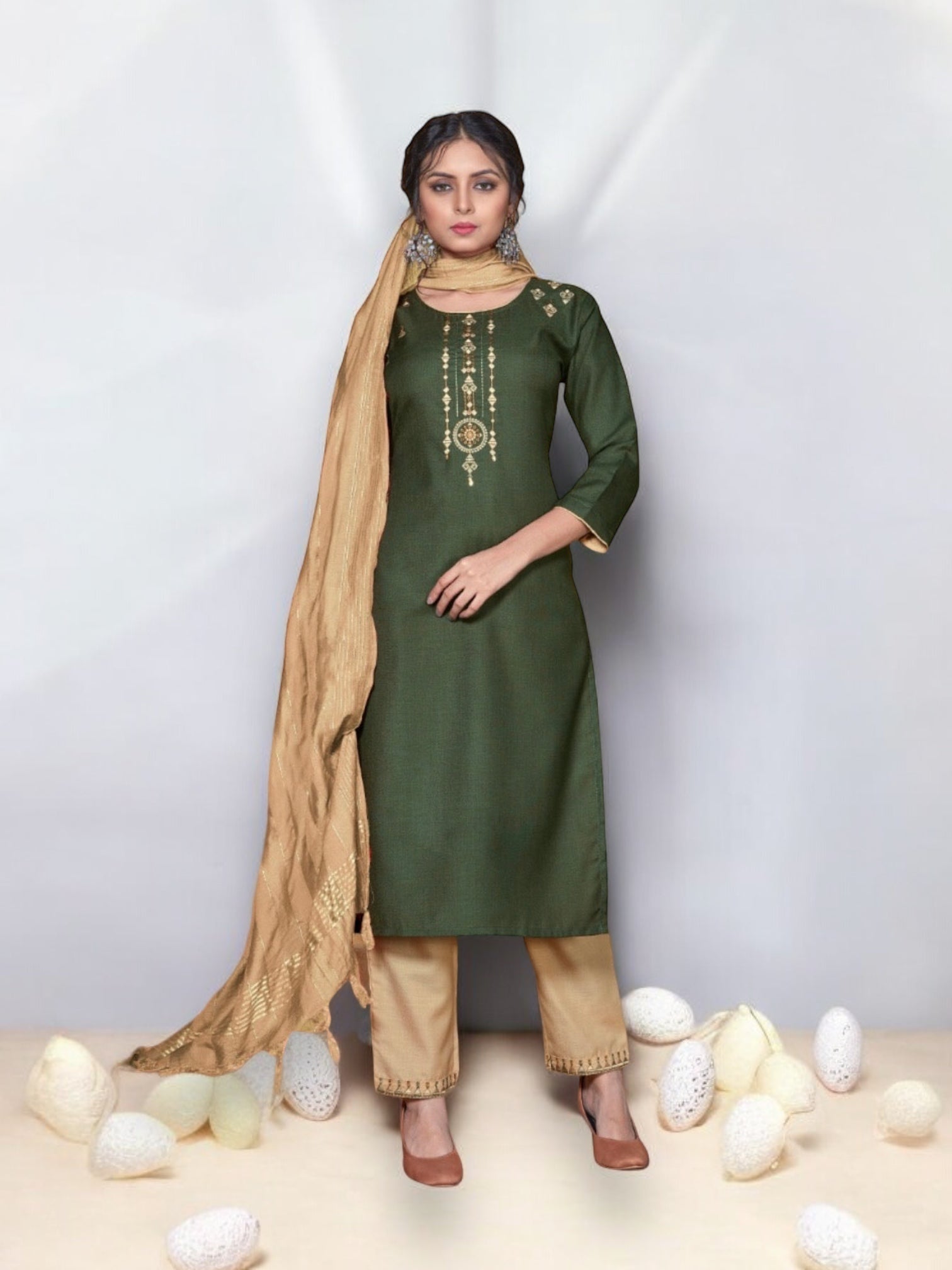 Traditional Salwar Kameez Suit by Saree Ghor Charlotte, elegant ethnic wear for women, showcasing intricate fabric and design details.