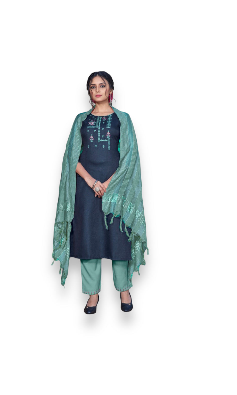 Traditional Salwar Kameez suit by Saree Ghor Charlotte, ethnic women's wear with intricate embroidery and vibrant colors.