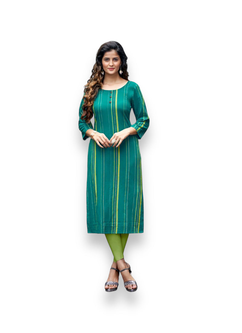 ZOORI- Traditional Rayon Print Kurti - Ethnic Wear for Women-02 - Saree Ghor Charlotte