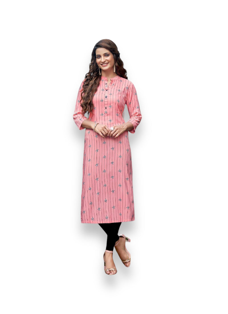 ZOORI- Traditional Rayon Print Kurti - Ethnic Wear for Women-03 - Saree Ghor Charlotte