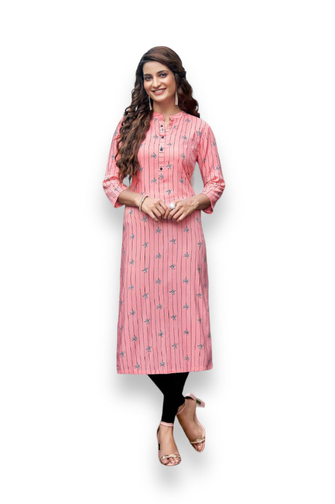 Zoori traditional rayon print kurti for women, ethnic wear Salwar Kameez by Saree Ghor Charlotte, with vibrant print and cultural design.