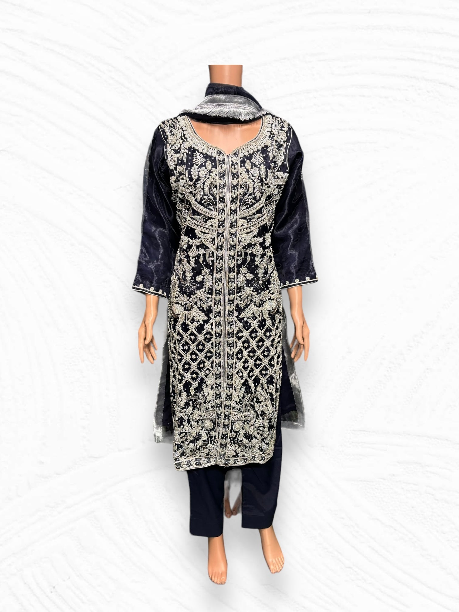 Designer Saree Ghor Charlotte Salwar Kameez ensemble with intricate handwork, ethnic wear for women showcasing vibrant traditional style.