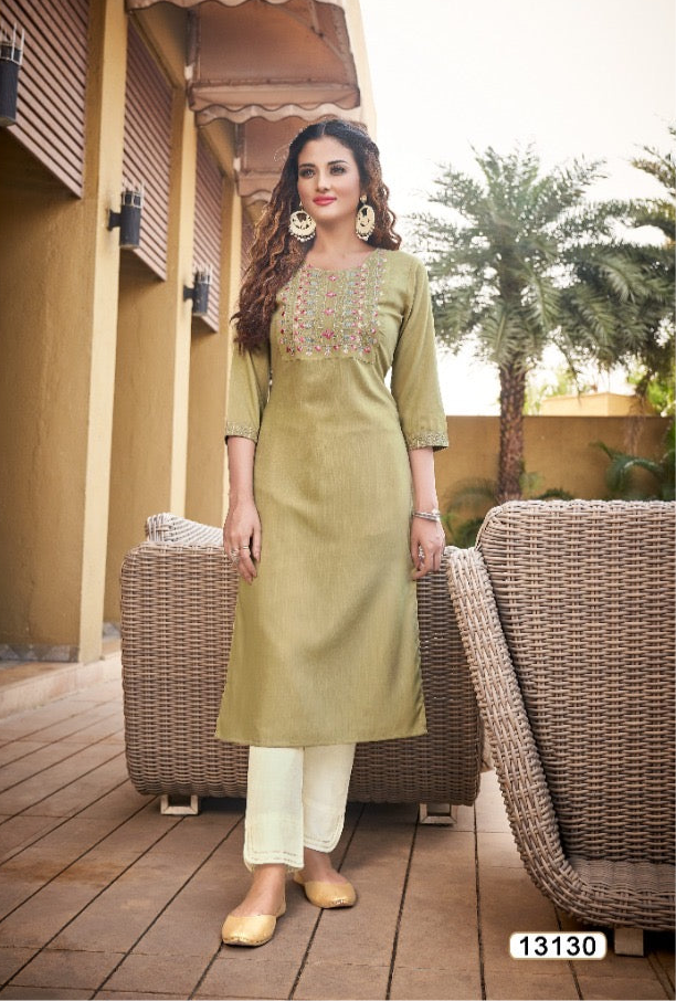 Kivi Liza traditional designer rayon kurti with embroidery, ethnic wear for women, part of Saree Ghor Charlotte salwar kameez collection.