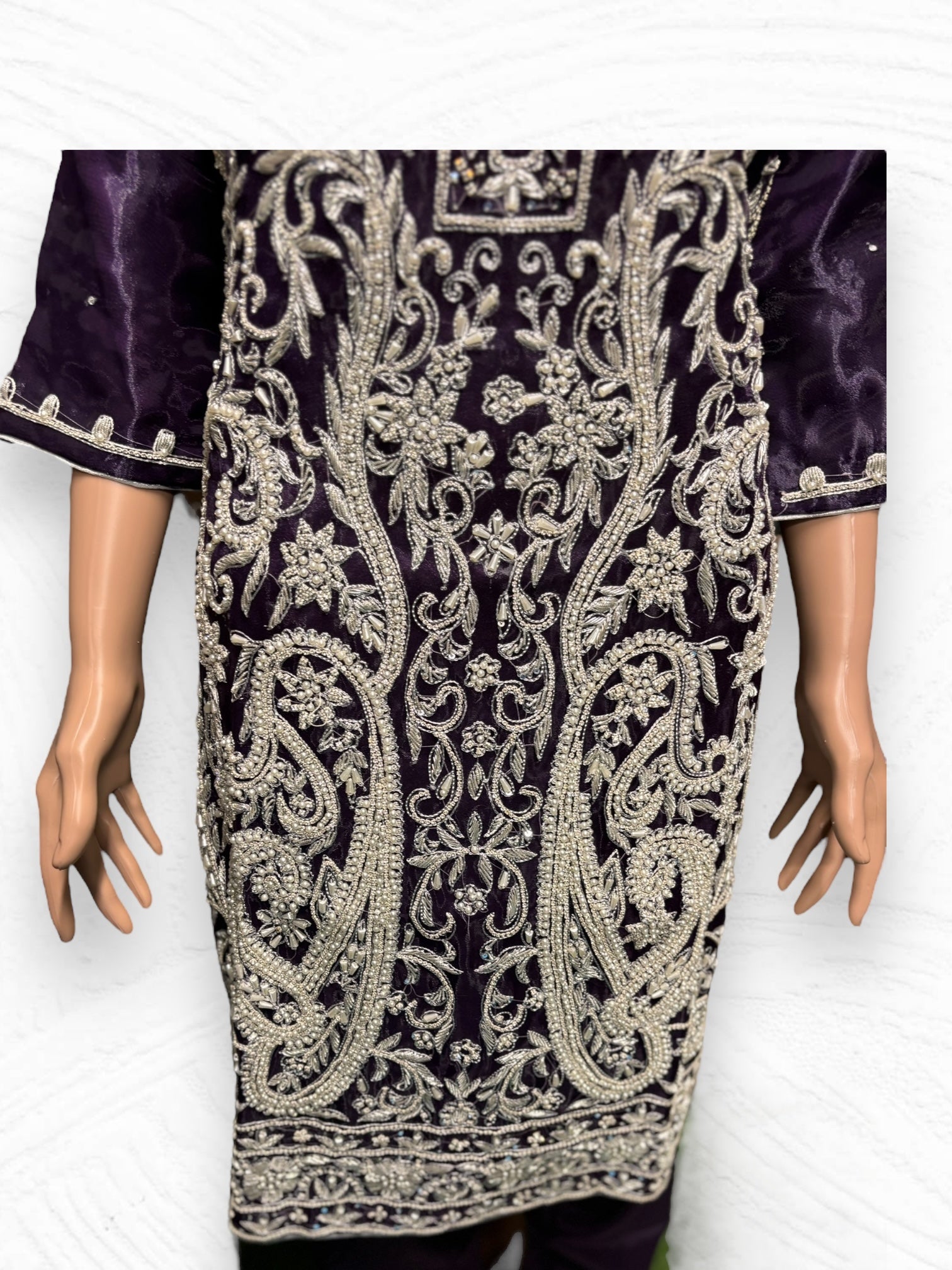 Traditional designer handwork Salwar Kameez ensemble by Saree Ghor Charlotte, featuring intricate embroidery and vibrant ethnic wear for women.