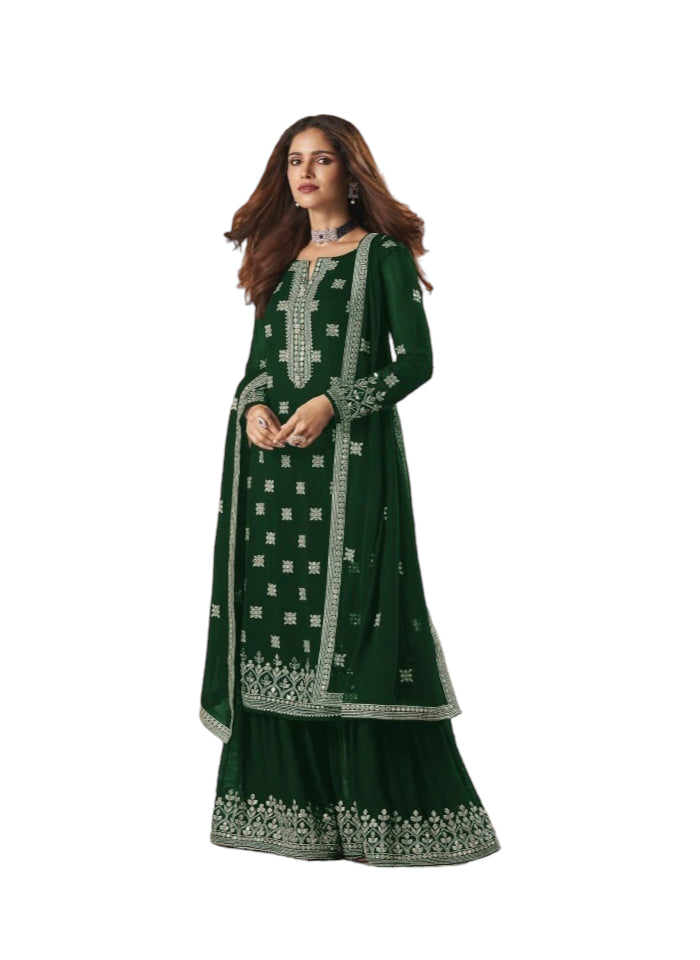 Traditional faux Georgette Salwar Kameez with embroidery for women, ethnic wear from Saree Ghor Charlotte.