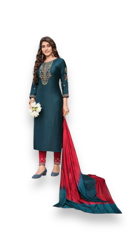 Traditional Naylon Viscose Salwar Kameez for women, ethnic wear by Saree Ghor Charlotte, featuring intricate fabric and elegant design.