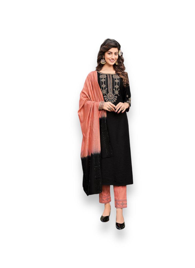 Traditional Naylon Viscose Salwar Kameez by Saree Ghor Charlotte, elegant ethnic wear for women with intricate detailing and vibrant color.