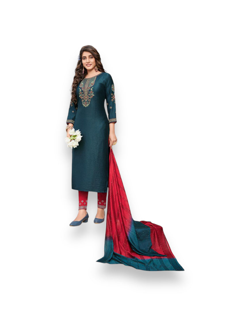 Traditional Naylon Viscose Salwar Kameez for women by Saree Ghor Charlotte, featuring ethnic wear with intricate designs.