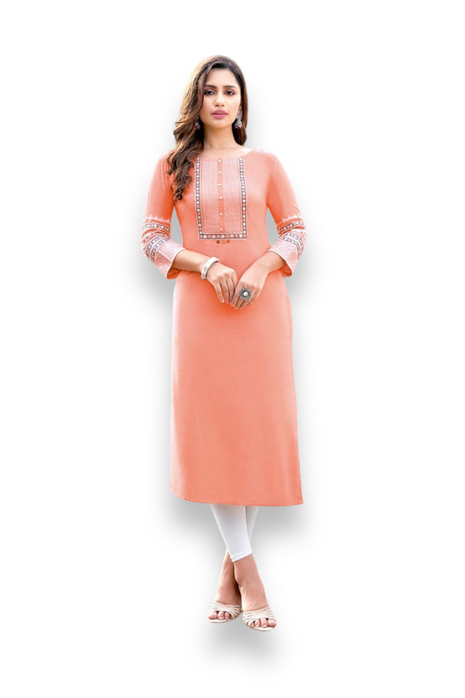 Wooglee Salonee traditional rayon designer kurti for women, part of Saree Ghor Charlotte's ethnic salwar kameez collection.