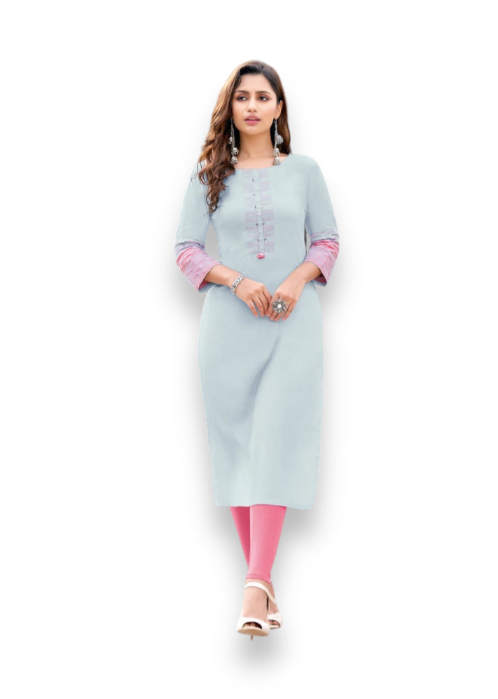 Wooglee Salonee traditional rayon kurti, designer ethnic wear for women, paired with matching salwar, vibrant cultural attire.