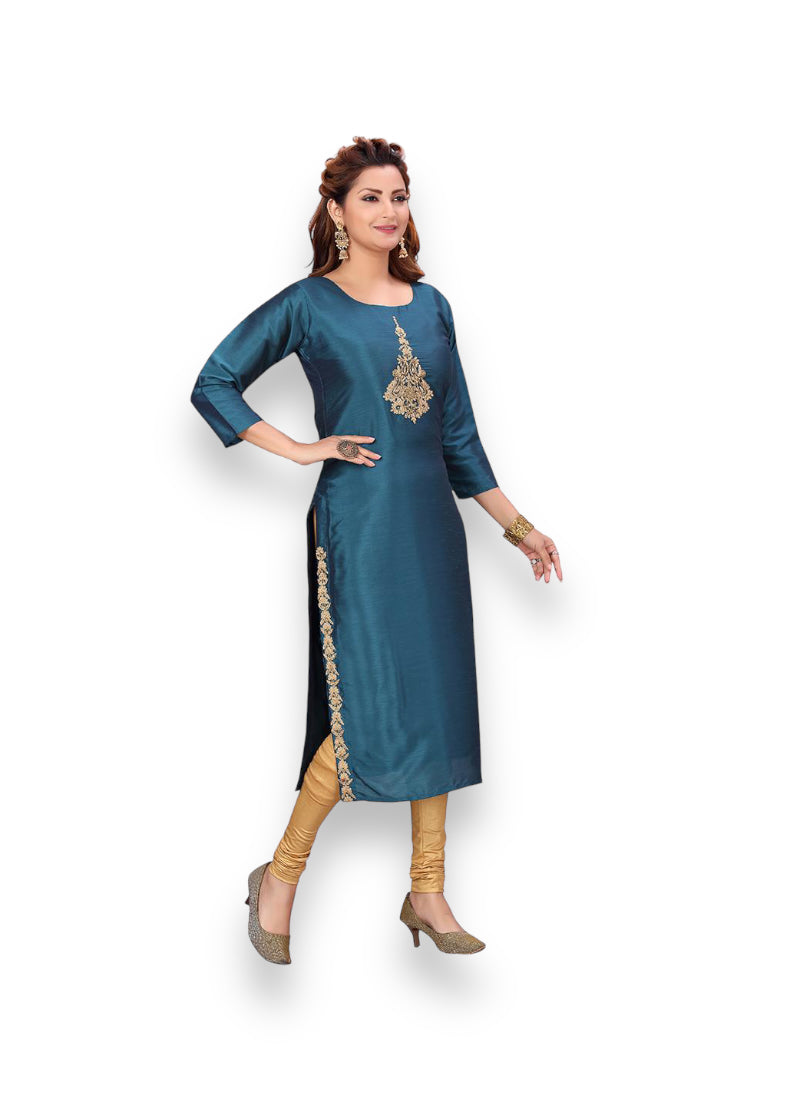 Traditional ZOORI rayon print kurti from Saree Ghor Charlotte, ethnic wear for women, shown with matching Salwar Kameez.