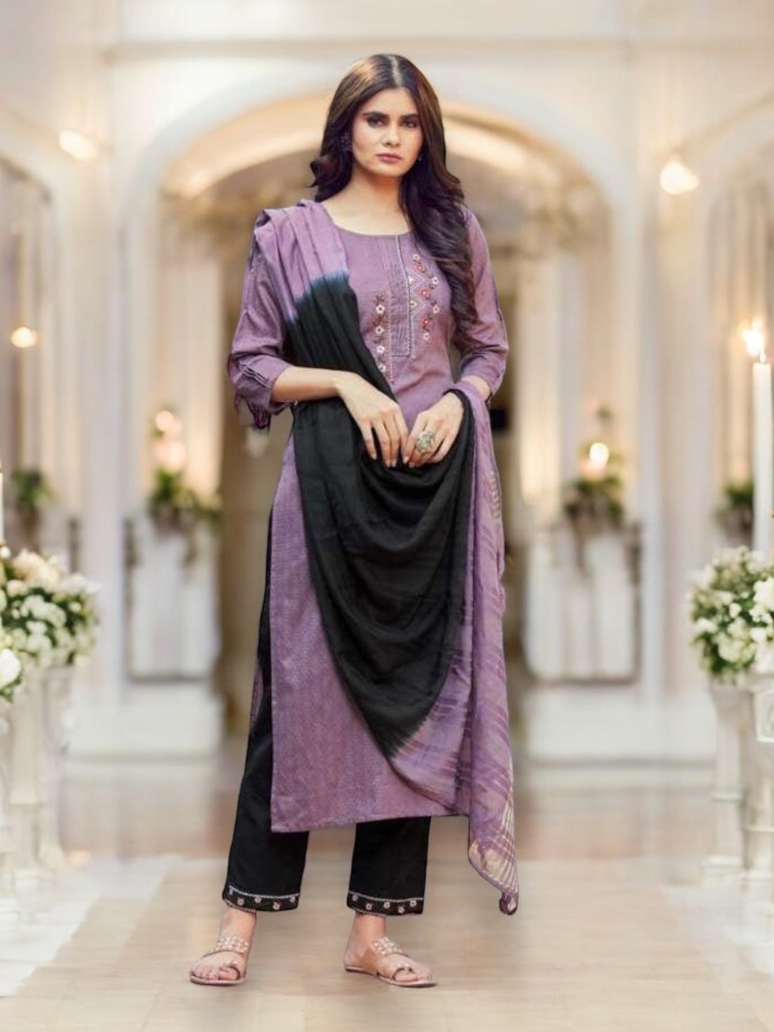 Blue Hills Haseena Viscose Salwar Kameez by Saree Ghor Charlotte, elegant festive dress with intricate design and vibrant color.